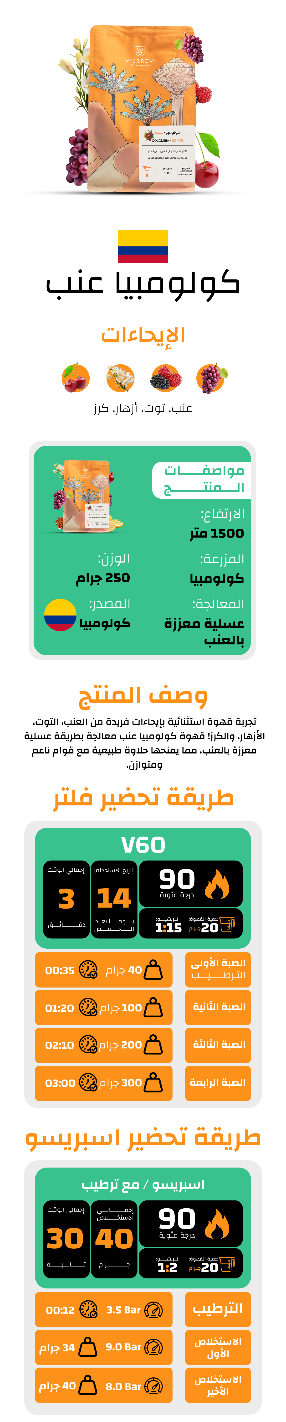 Webrew - Colombia Honey Grape 250g - كولومبيا عنب