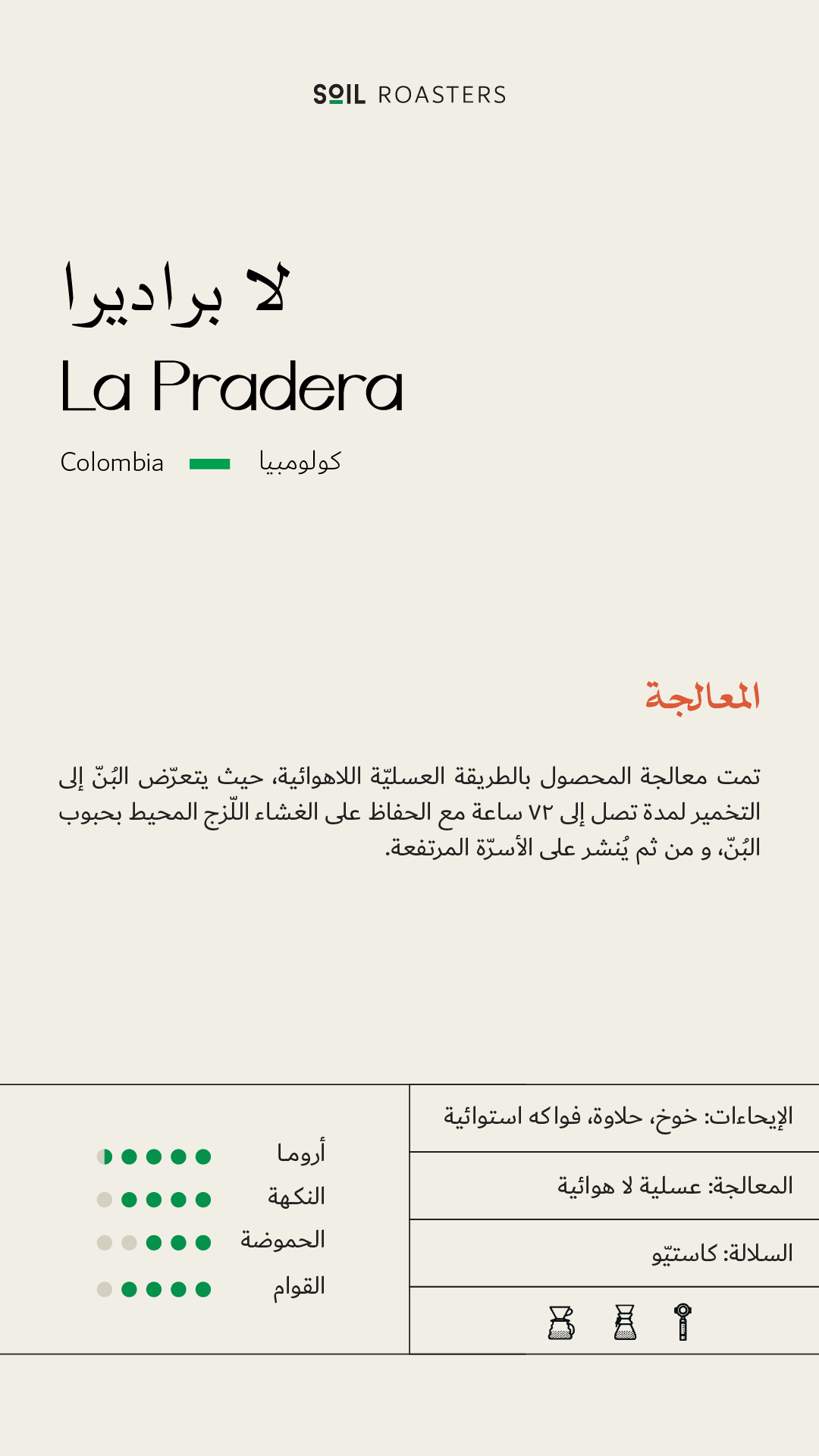 سويل كولومبيا لا براديرا عسلية - Soil Colombia La Pradera (250g)